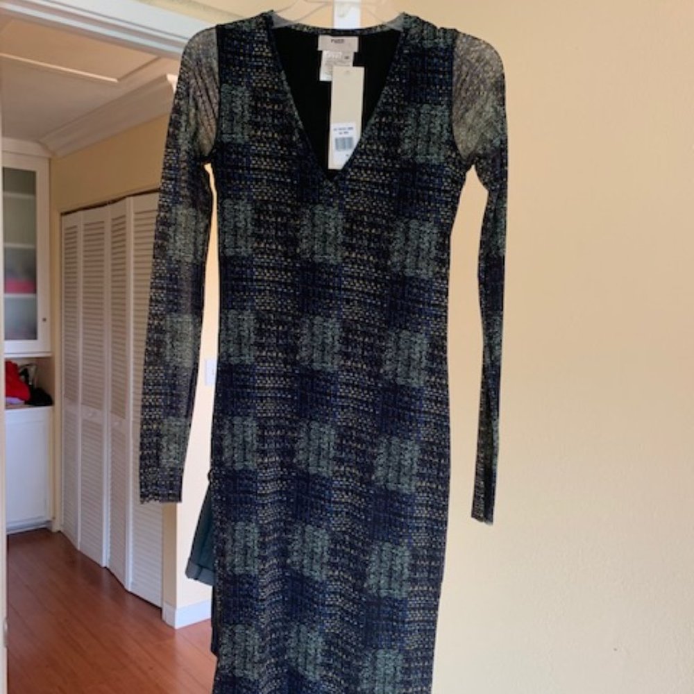 Fuzzi Midi Dress with See-Through Sleeves